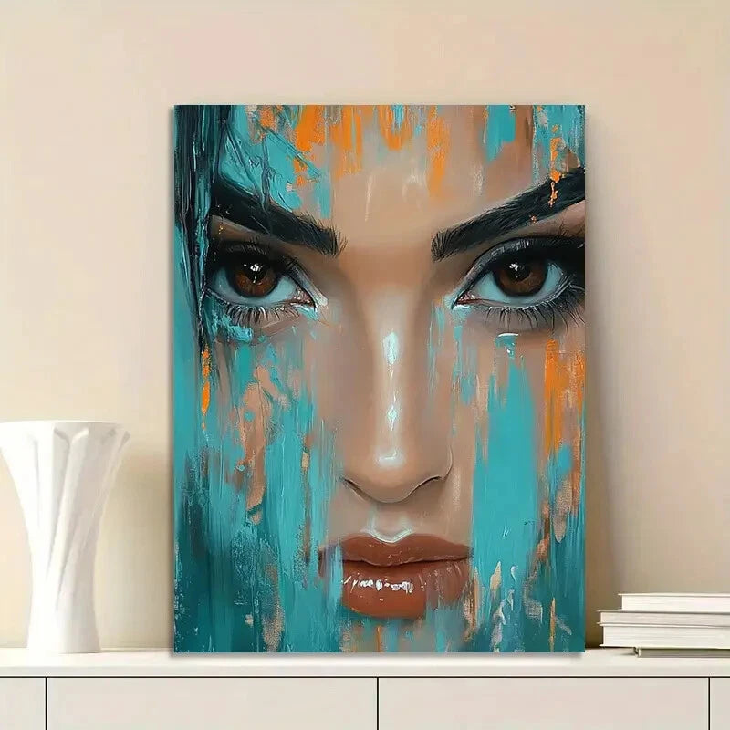 Beautiful Portrait Painting Thick Brush Strokes 40x60cm Metal Print Ready to Hang
