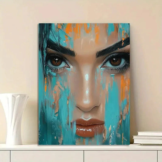 Beautiful Portrait Painting Thick Brush Strokes 40x60cm Metal Print Ready to Hang