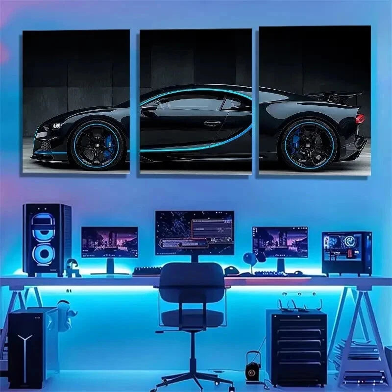3pcs Supercar Modern Sports Automotive Perfect Wall Art Set Canvas Framed 40x60cm - High Quality Print 100% Australian Made Wall Canvas Ready to Hang