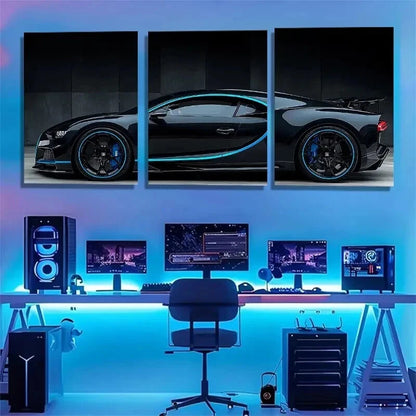 3pcs Supercar Modern Sports Automotive Perfect Wall Art Set Canvas Framed 40x60cm - High Quality Print 100% Australian Made Wall Canvas Ready to Hang