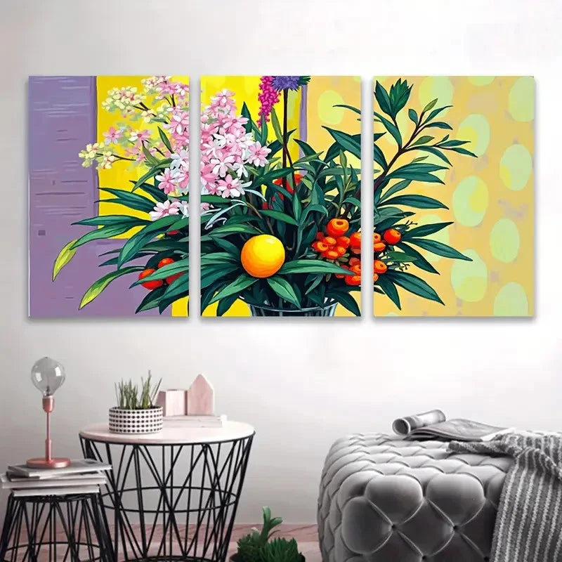 3pcs Stunning Floral Designs Wall Art Set Canvas Framed 50x70cm - High Quality Print 100% Australian Made Wall Canvas Ready to Hang