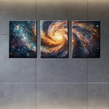 3pcs Space-Themed Galaxy Swirl Metal Print Ready to Hang Art