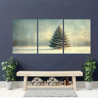 3pcs Moody Christmas Vintage Christmas Tree Print Metal Print Ready to Hang Art