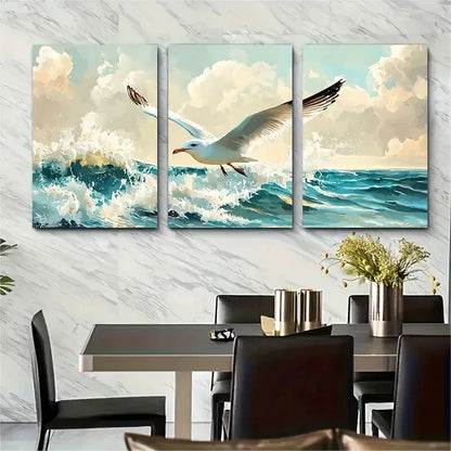 3pcs Coastal Elegance Fine Deco Poster Art Metal Print Ready to Hang Art