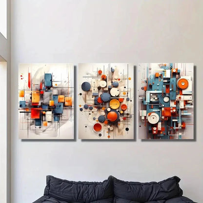 3pcs Colorful Abstract Three-Dimensional Metal Print Ready to Hang Art