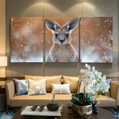 3pcs Cute Furry Kangaroo Australian Animal Metal Print Ready to Hang Art