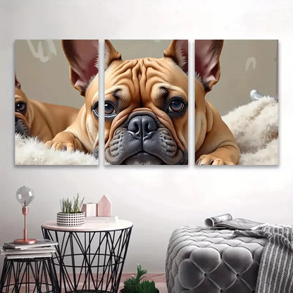 3pcs Adorable French Bulldog Portraits Wall Art Set Canvas Framed 60x90cm - High Quality Print 100% Australian Made Wall Canvas Ready to Hang