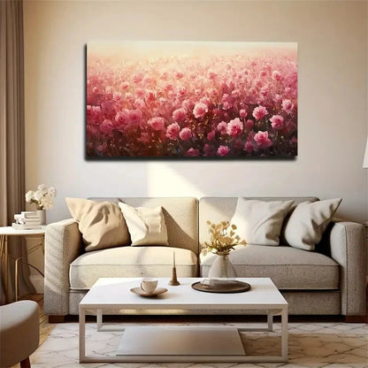 Pink Flower Sea Minimalist Wall Art Canvas Office Home Room Framed 120x60cm