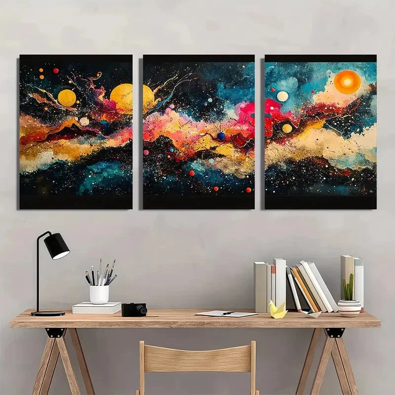 3pcs Color Splashes Wassily Kandinsky Abstract Metal Print Ready to Hang Art