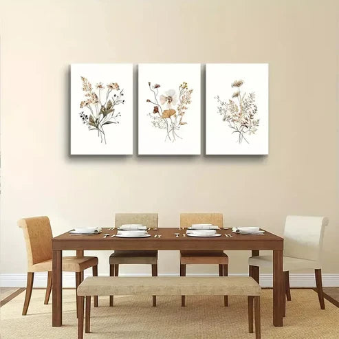 3pcs Boho Botanical with Vintage Green Leaves Canvas Framed 60x90cm - High Quality Print 100% Australian Made Wall Canvas Ready to Hang
