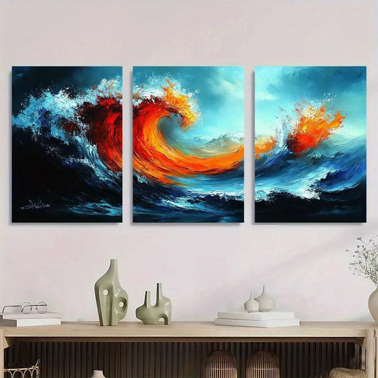 3pcs Modern Abstract Painting Colourful Metal Print Ready to Hang Art