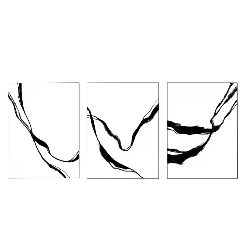 3pcs Modern Black and White Abstract Wall Art Set Canvas Framed 40x60cm - High Quality Print 100% Australian Made Wall Canvas Ready to Hang