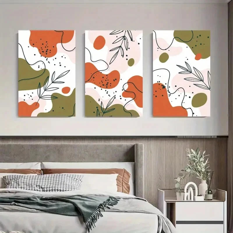3pcs Abstract Nature Vibrant Leaf Metal Print Ready to Hang Art