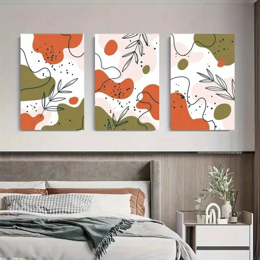 3pcs Abstract Nature Vibrant Leaf Metal Print Ready to Hang Art