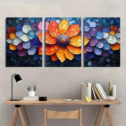 3pcs Wildflower Painting Bold Radiant Metal Print Ready to Hang Art