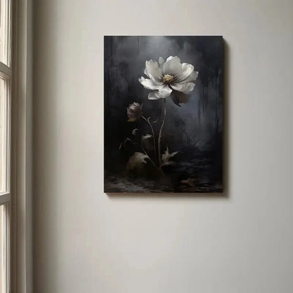 Vintage Dark Academia Wild Flower Painting 40x60cm Metal Print Ready to Hang