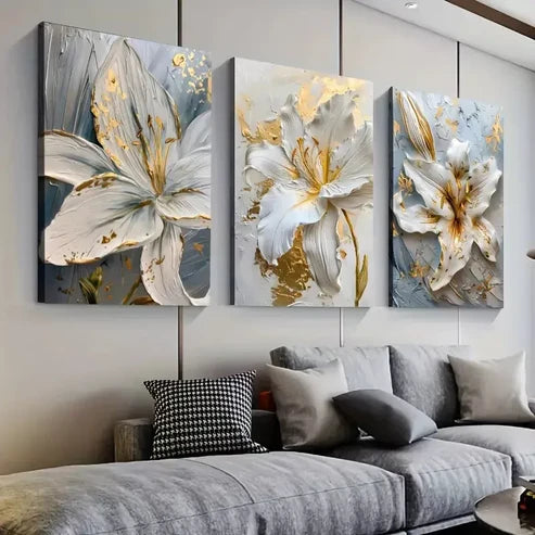 3pcs Scandinavian Floral Wall Art Set - Modern Abstract Wall Art Set Canvas Unframed - High Quality Print 100% Australian Made Wall Canvas