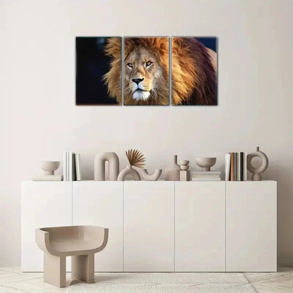 3pcs Lion Art Wild Animal Portrait Metal Print Ready to Hang Art