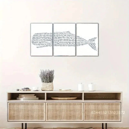 3pcs Whale Print Coastal wall art Metal Print Ready to Hang Art