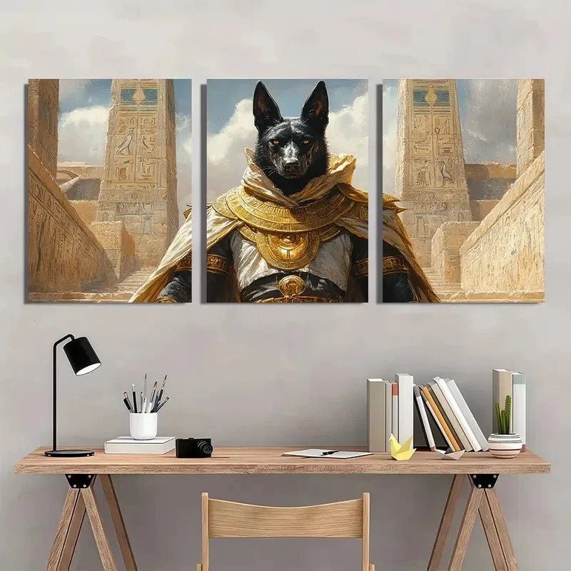 3pcs Egyptian Mythology Featuring the God Wall Art Set Canvas Framed 40x60cm - High Quality Print 100% Australian Made Wall Canvas Ready to Hang