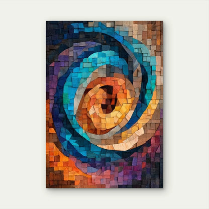 Wooden Mosaic Abstract Ring Design 60x90cm Metal Print Ready to Hang