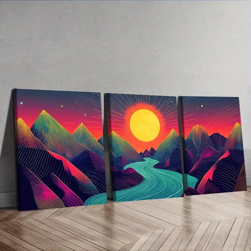 3pcs Vibrant Landscape Design Nature Wall Art Set Canvas Framed 60x90cm - High Quality Print 100% Australian Made Wall Canvas Ready to Hang