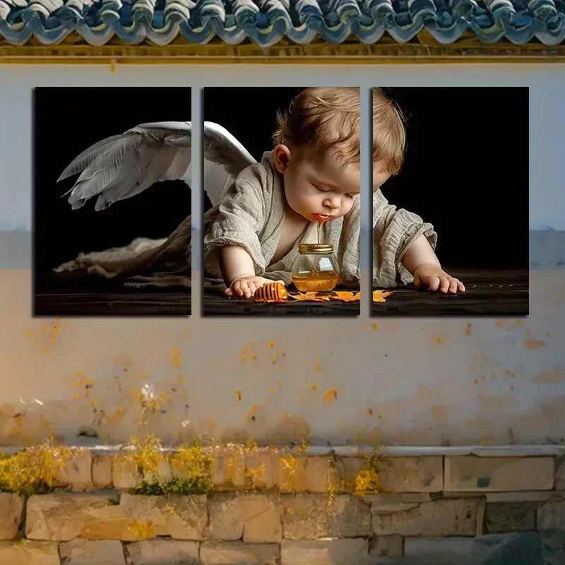 3pcs An Angelic Boy Illustration Metal Print Ready to Hang Art