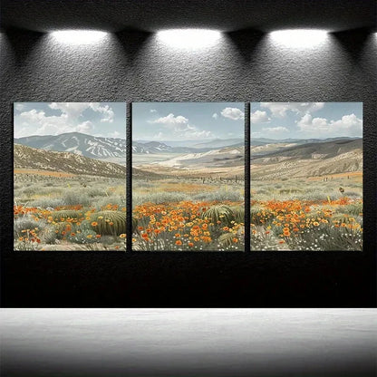 3pcs Desert Cactus Oasis Landscape Scene Metal Print Ready to Hang Art