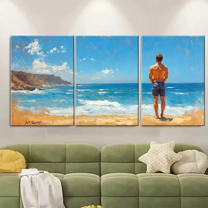 3pcs California Beach Metal Print Ready to Hang Art