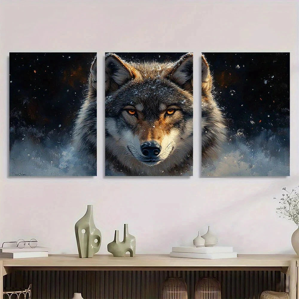 3pcs Amazing Wolf Handsome Wild Animals Metal Print Ready to Hang Art