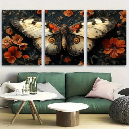 3pcs Witchy Academia Aesthetic Moth Design Metal Print Ready to Hang Art