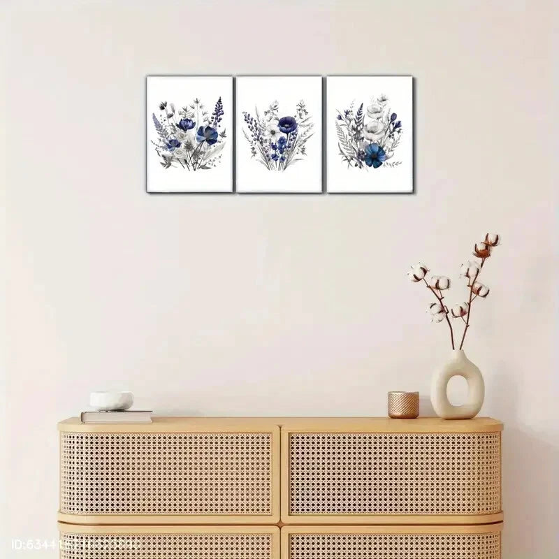 3pcs Space Lavender Dried Flower Art Print Metal Print Ready to Hang Art