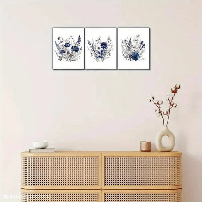 3pcs Space Lavender Dried Flower Art Print Metal Print Ready to Hang Art