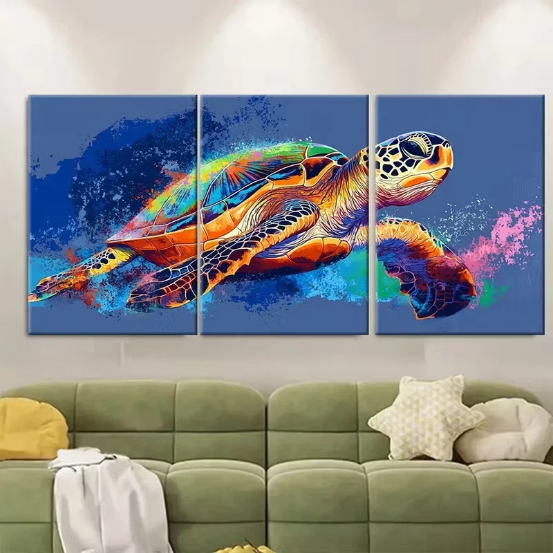 3pcs Sea Turtle Painting Coastal Ocean Metal Print Ready to Hang Art