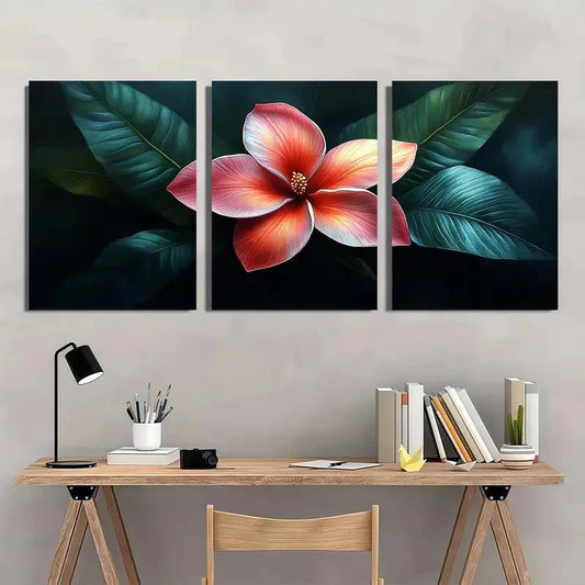 3pcs Pink Plumeria Flower Nature Perfect Wall Art Set Canvas Framed 40x60cm - High Quality Print 100% Australian Made Wall Canvas Ready to Hang