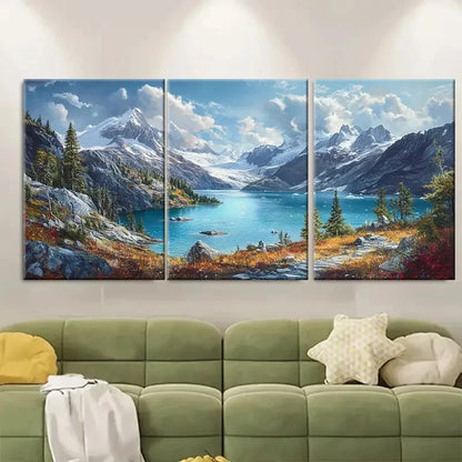 3pcs Glacier Bay National Park Vivid Blue Lake Metal Print Ready to Hang Art