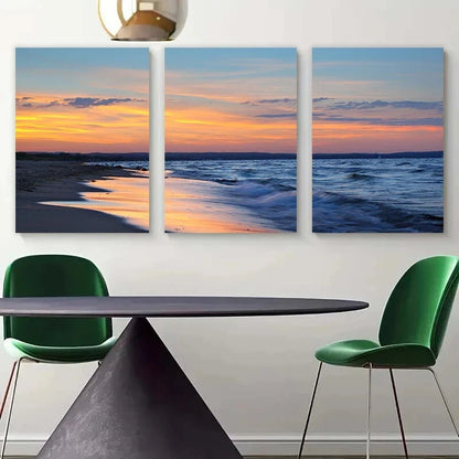 3pcs Sunset Beach Scene Coastal Metal Print Ready to Hang Art