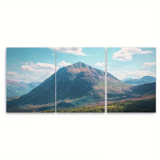 3pcs Mountain Landscape Scottish Highlands Metal Print Ready to Hang Art