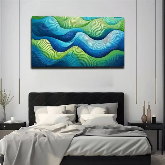 Abstract Wave Wall Art Canvas Office Home Room Framed 120x60cm