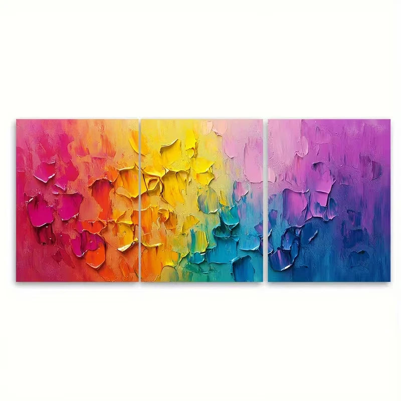 3pcs Vibrant Abstract Colorful Gradient Art Metal Print Ready to Hang Art