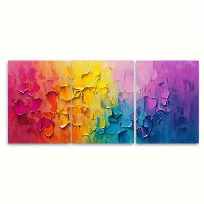 3pcs Vibrant Abstract Colorful Gradient Art Metal Print Ready to Hang Art