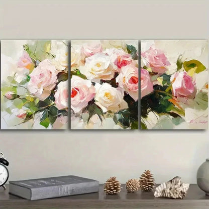 3pcs Watercolor Rose Design Metal Print Ready to Hang Art