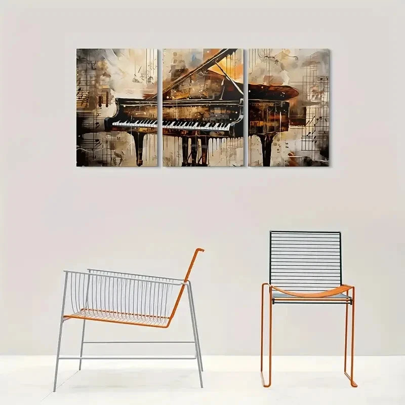 3pcs Modern Musical Instrument Piano Wall Art Set Canvas Framed 60x90cm - High Quality Print 100% Australian Made Wall Canvas Ready to Hang