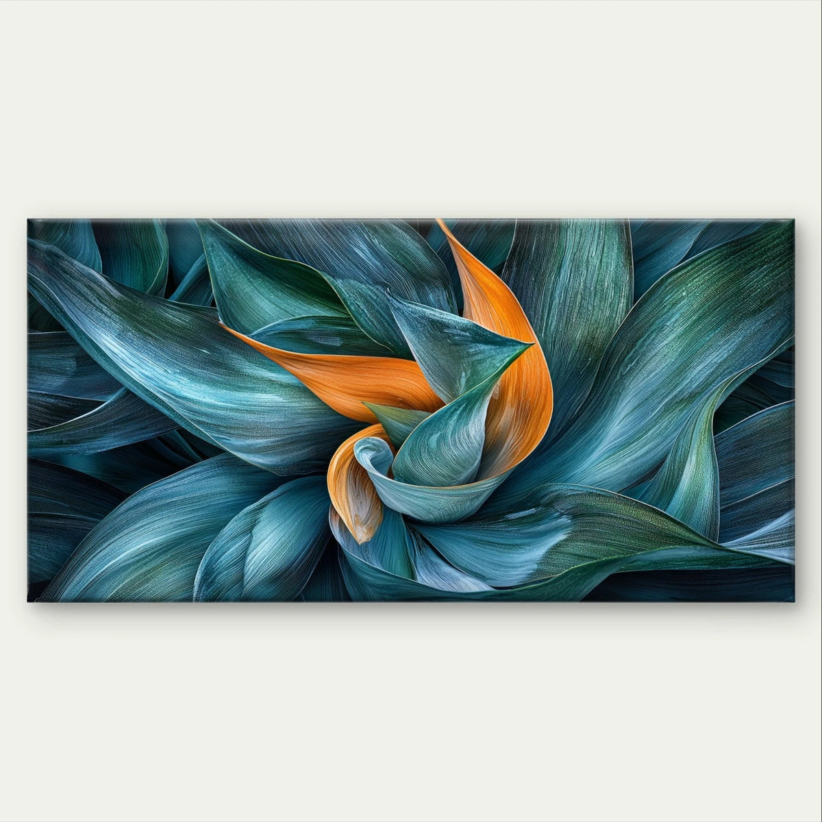 Abstract Teal and Orange Swirl Wall Art Canvas Office Home Framed 120x60cm
