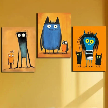 3pcs Painting of Three People Wall Art Set Canvas Framed 40x60cm - High Quality Print 100% Australian Made Wall Canvas Ready to Hang