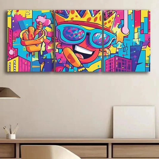 3pcs Featuring a Lively Cartoon Design Wall Art Set Canvas Framed 40x60cm - High Quality Print 100% Australian Made Wall Canvas Ready to Hang