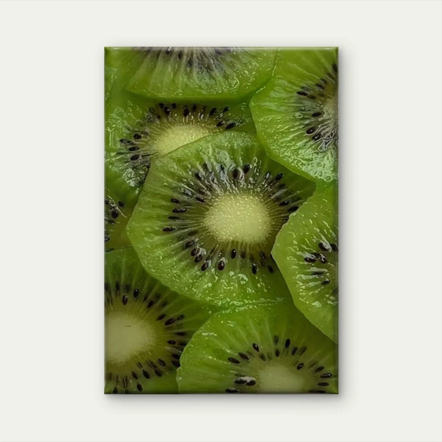 Vibrant Green Kiwi Fruit Slice Platter 60x90cm Metal Print Ready to Hang