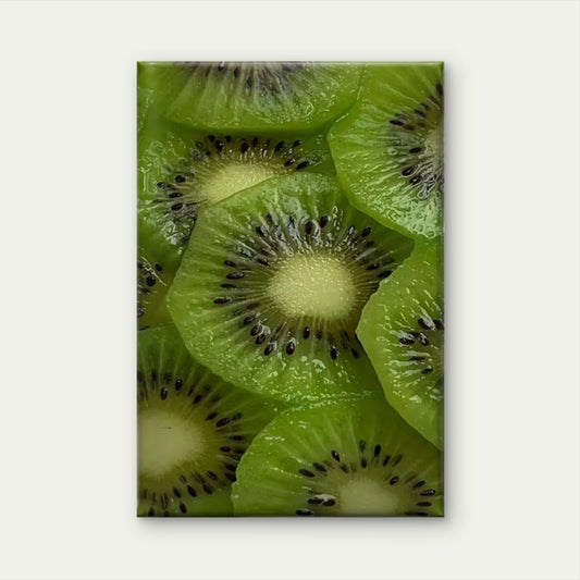 Vibrant Green Kiwi Fruit Slice Platter 60x90cm Metal Print Ready to Hang