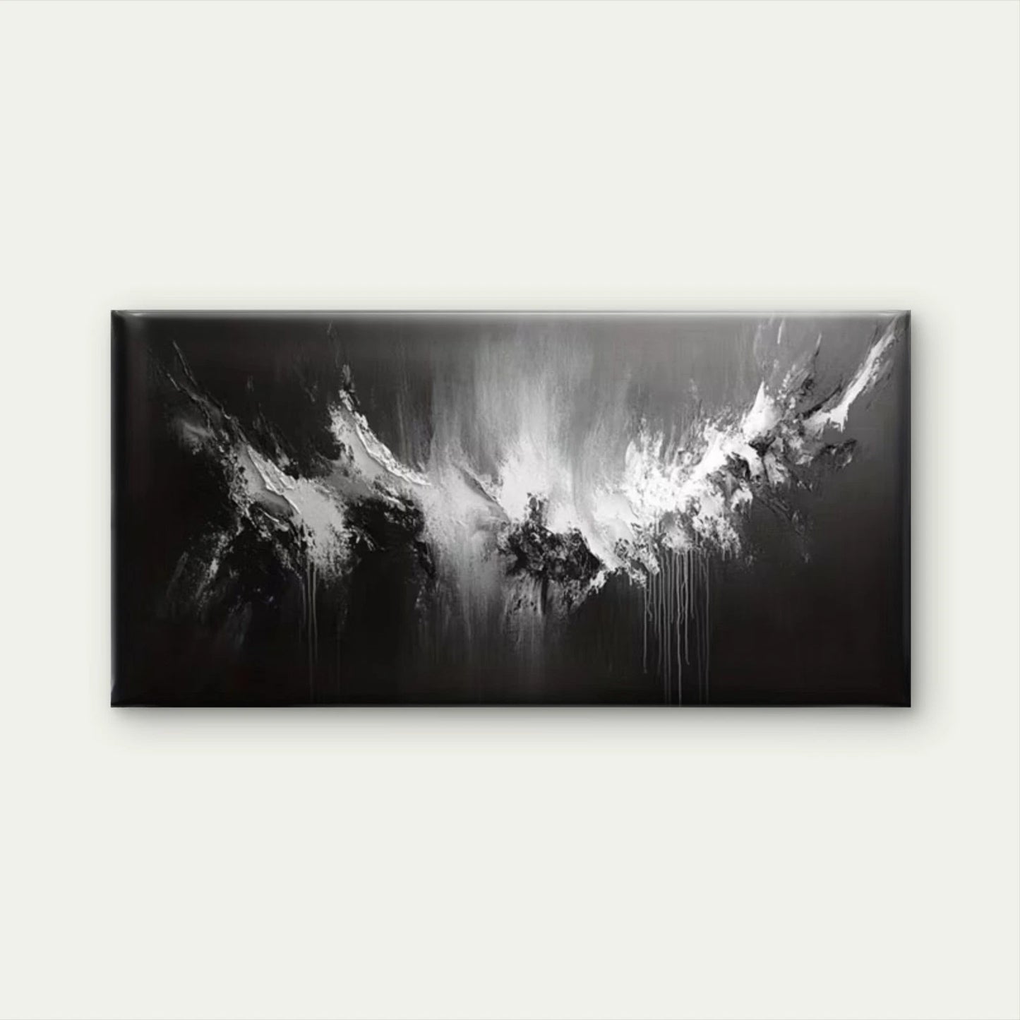 Black & White Abstract Wall Art Canvas Office Home Room Framed 120x60cm