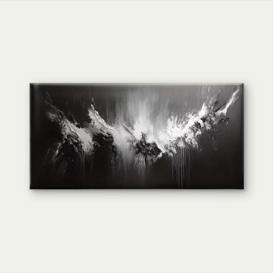 Black & White Abstract Wall Art Canvas Office Home Room Framed 120x60cm